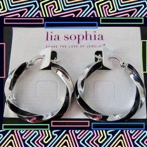 ~”TWIST~&~SHOUT” Hoop Earrings~ by: Lia Sophia, (black & silver ‘twists’) RV $32